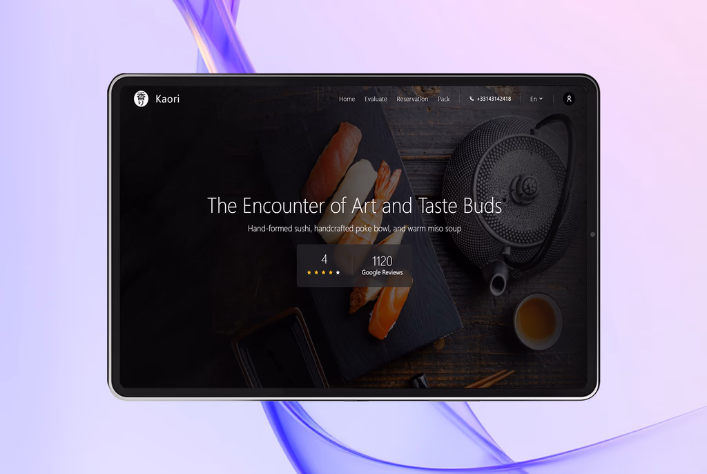 Restaurant tablet menu display